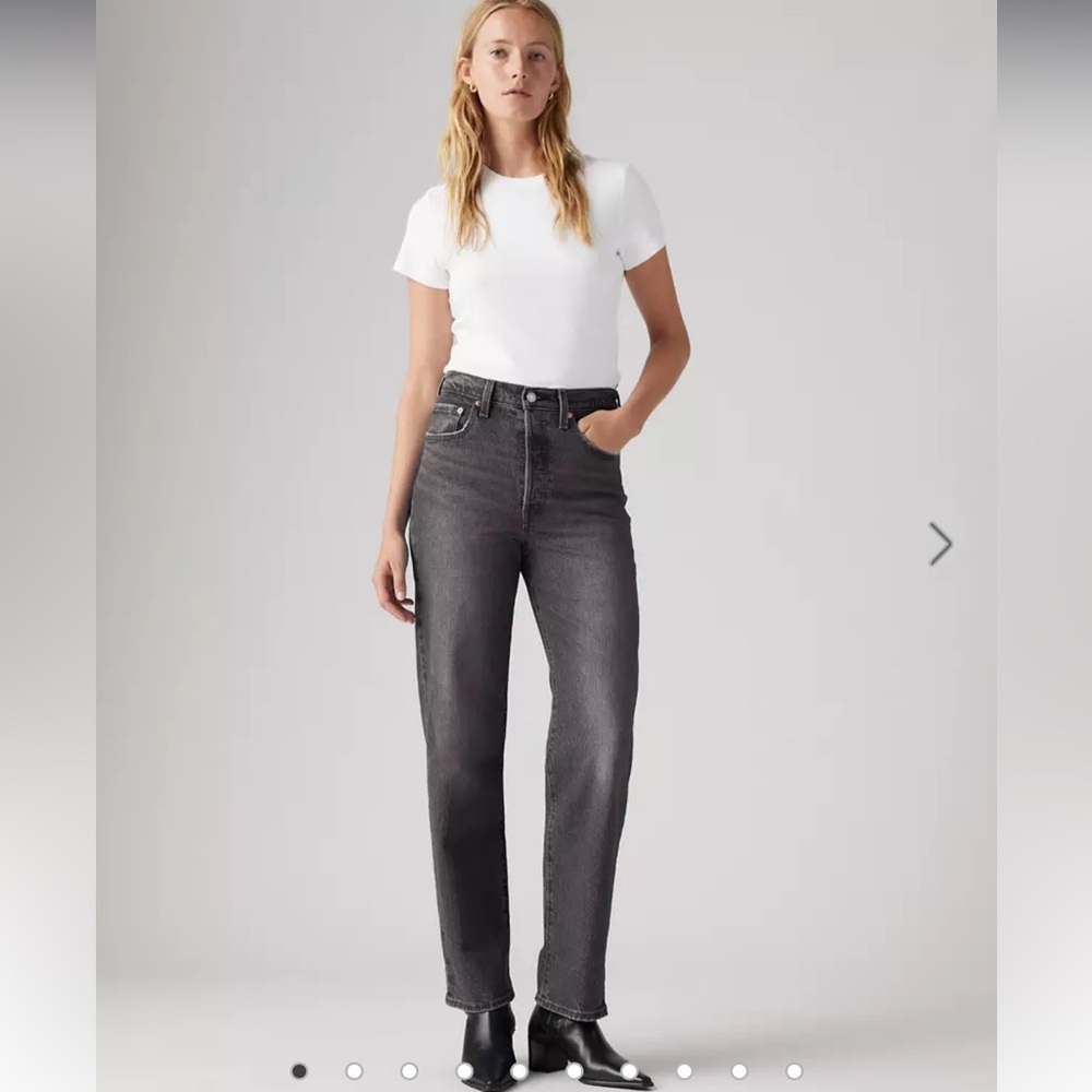 Levi’s Ribcage Straight Ankle Button Fly Denim Jeans Black Size 31